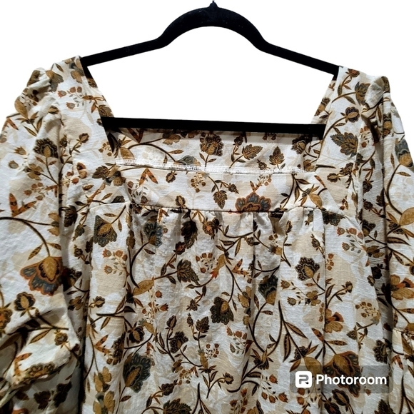 ANA 1X 100% Cotton Floral Spring Summer Baby Doll Blouse - Picture 2 of 7